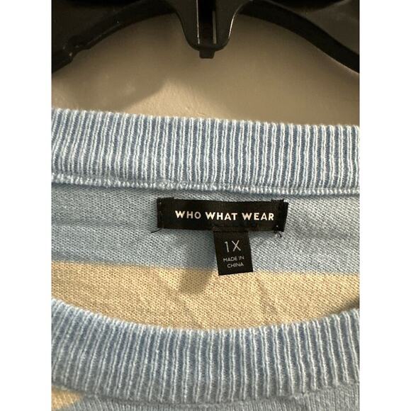 🔴Who What Wear Blue and white stripe long sleeve sweater size 1X - Picture 3 of 5
